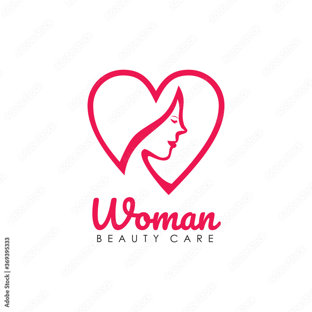 Beauty care logo design with using woman face icon