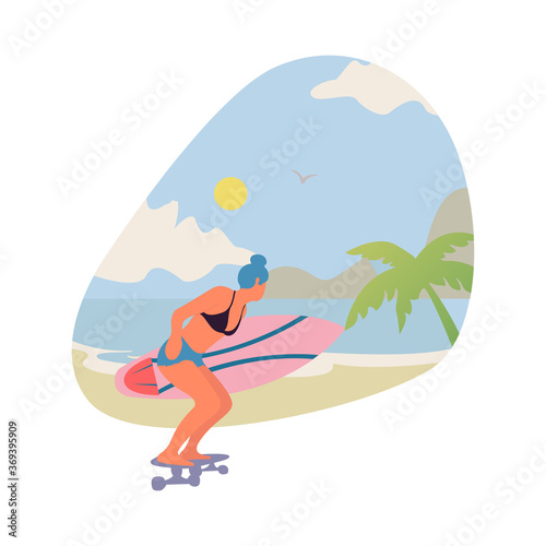 Isolated vector girl with bikini