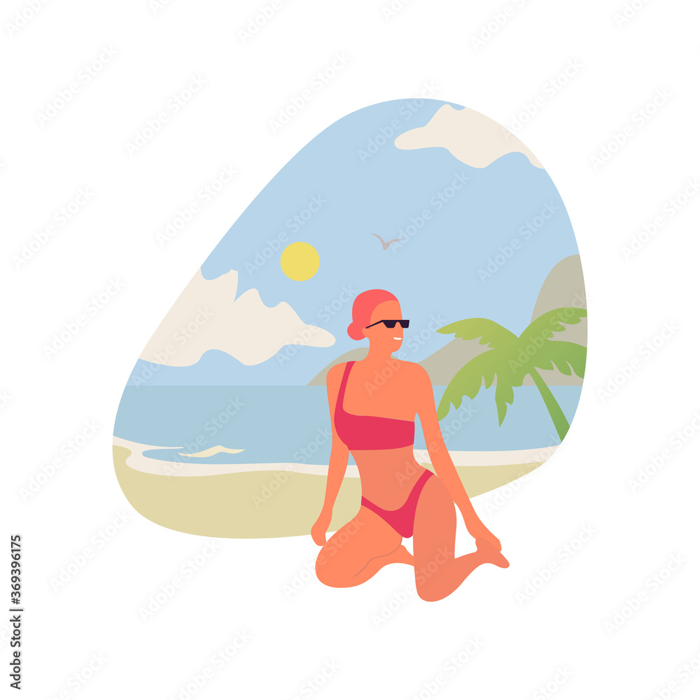 Isolated vector girl with bikini
