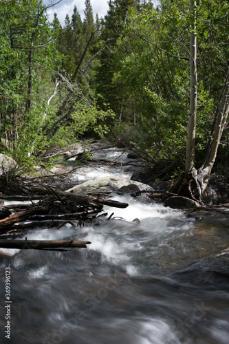 Long exposure of river in rocky mountain national park colorado