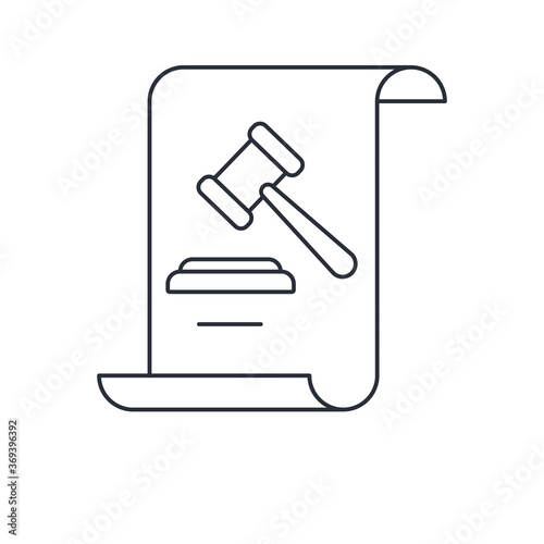 Legal document. Vector linear icon isolated on white background.