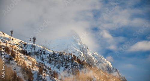 snow covered mountains in french alps 