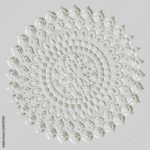 Mandala pattern white 3D gradient good mood