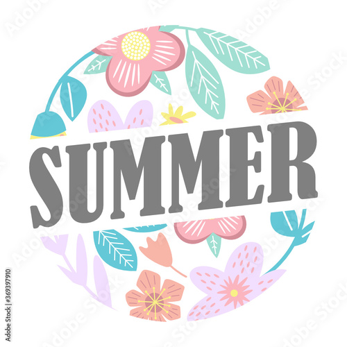 summer floral blossom flower badge sticker