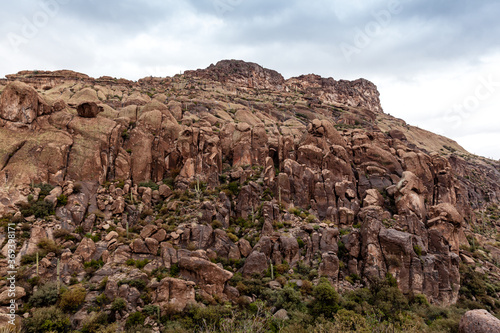 Landscape of big rocky mountain at Tonto National Forest in Arizona, USA