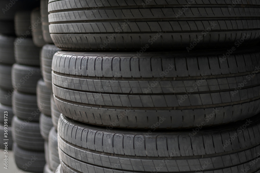 A stack of used tires background A stack of used tires background