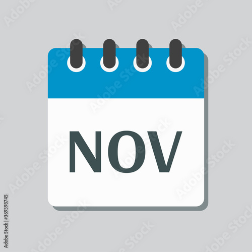 Vector icon day calendar, autumn month November