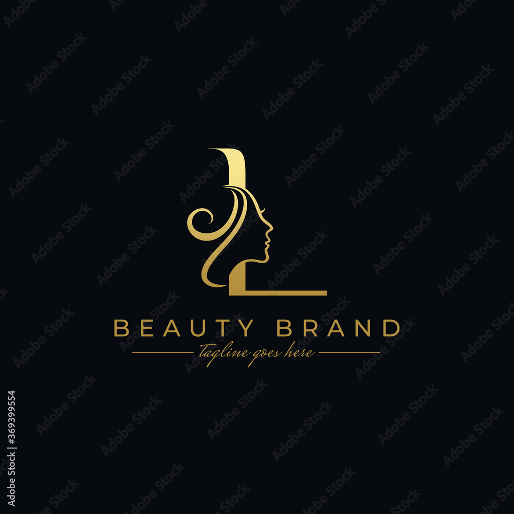 Letter L Beauty Face, Hair Salon Logo Design Stock Vector | Adobe Stock