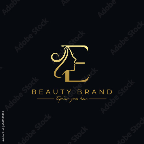 Letter E Beauty Face, Hair Salon Logo Design