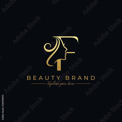 Letter F Beauty Face, Hair Salon Logo Design