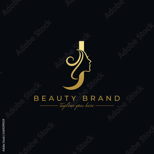 Letter J Beauty Face, Hair Salon Logo Design