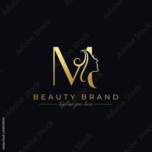 Letter M Beauty Face, Hair Salon Logo Design photo
