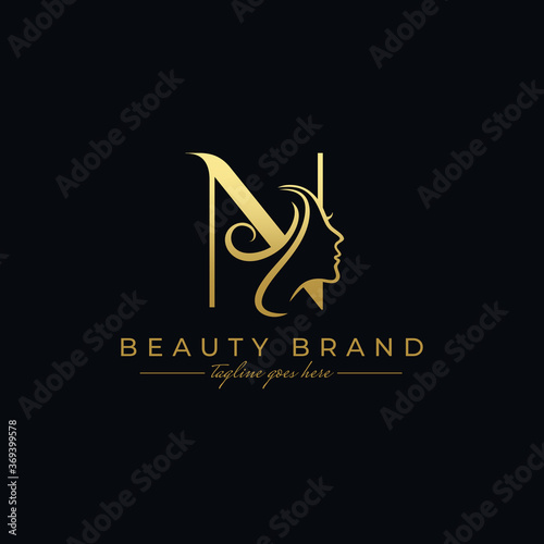Letter N Beauty Face, Hair Salon Logo Design photo