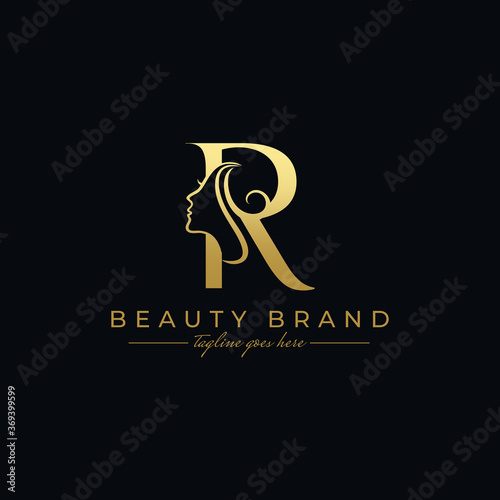 Letter R Beauty Face, Hair Salon Logo Design