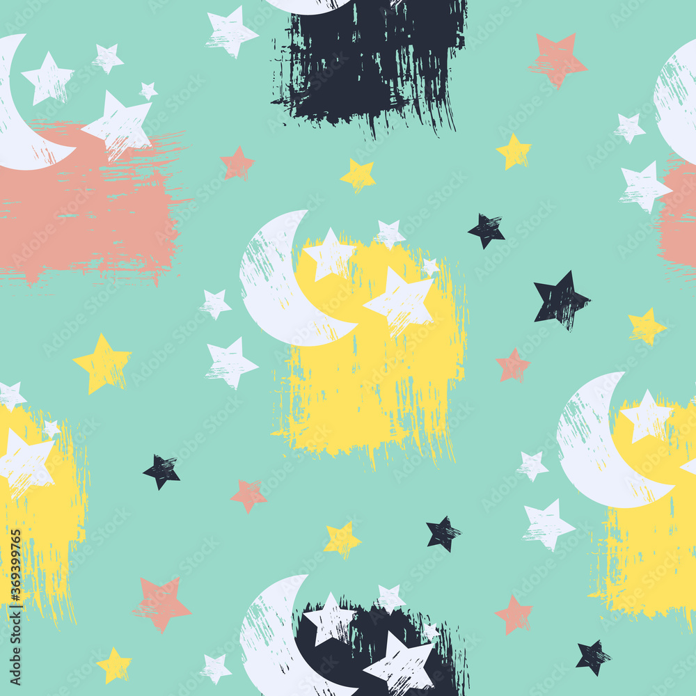 Vector seamless pattern design. Repeated background with stars Vector seamless pattern design. Repeated background with stars