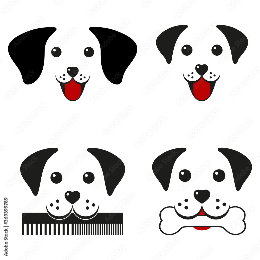 illustration set of cute dogs faces on white background illustration set of cute dogs faces on white background