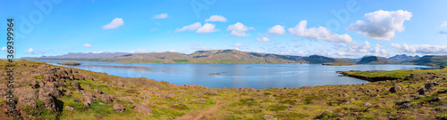 Calm lake in iceland landscape