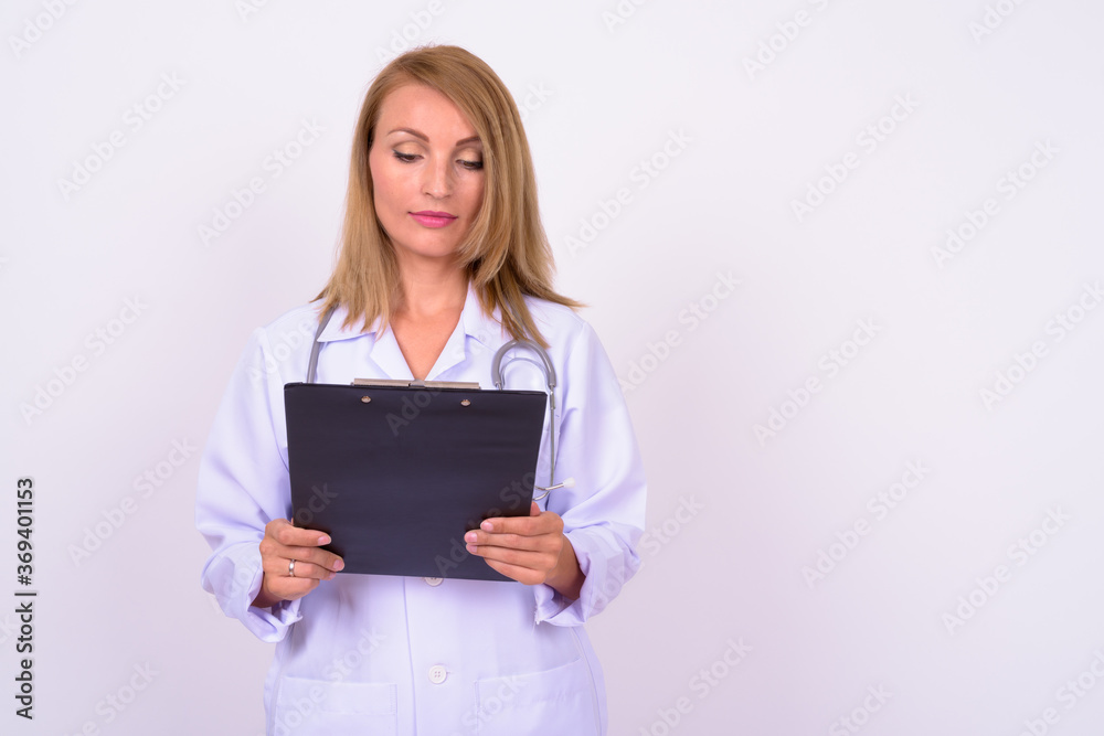 Portrait of beautiful woman doctor with blond hair Portrait of beautiful woman doctor with blond hair