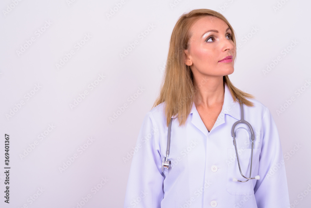 Portrait of beautiful woman doctor with blond hair Portrait of beautiful woman doctor with blond hair