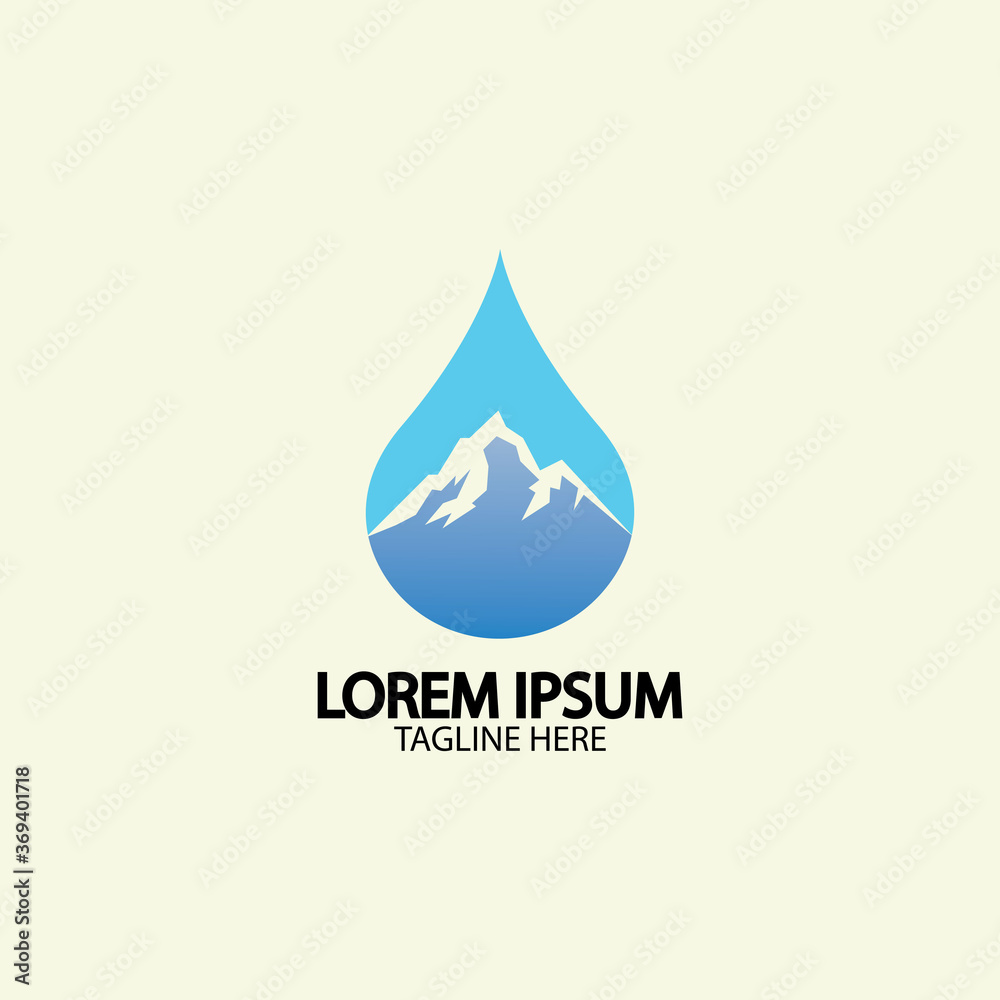 Water drop with mountain river icon Logo vector illustration for water business stock illustration Water drop with mountain river icon Logo vector illustration for water business stock illustration