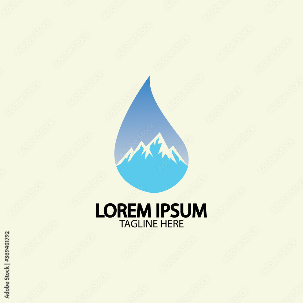 Water drop with mountain river icon Logo vector illustration for water business stock illustration Water drop with mountain river icon Logo vector illustration for water business stock illustration