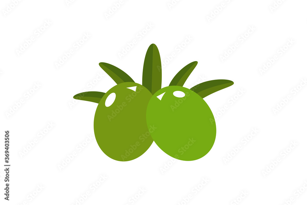 EPS 10 vector. Green olives with leaves isolated on white background. EPS 10 vector. Green olives with leaves isolated on white background.