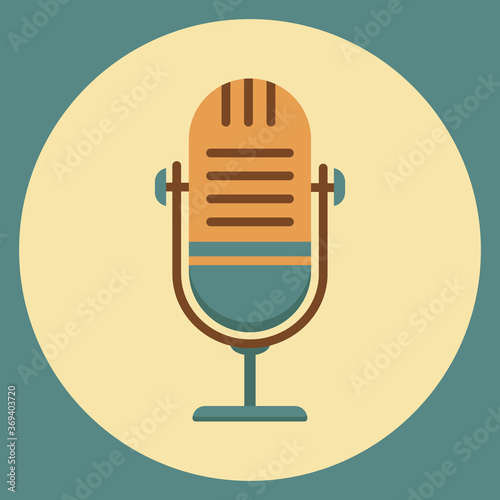The microphone icon in a fashionable flat style. Logo, application, user interface.