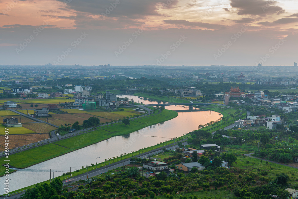 Fototapeta premium Lanyang Plain at Sunrise, Yilan, Taiwan