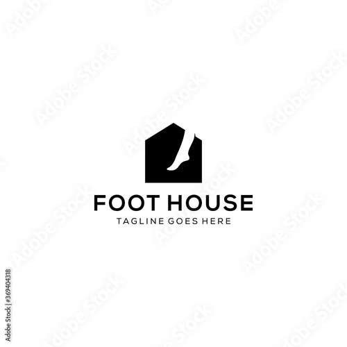 Creative modern foot massage house sign logo design template 