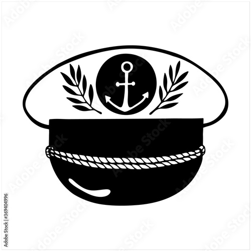 Capitan hat, hand drawn isolated vector illustration