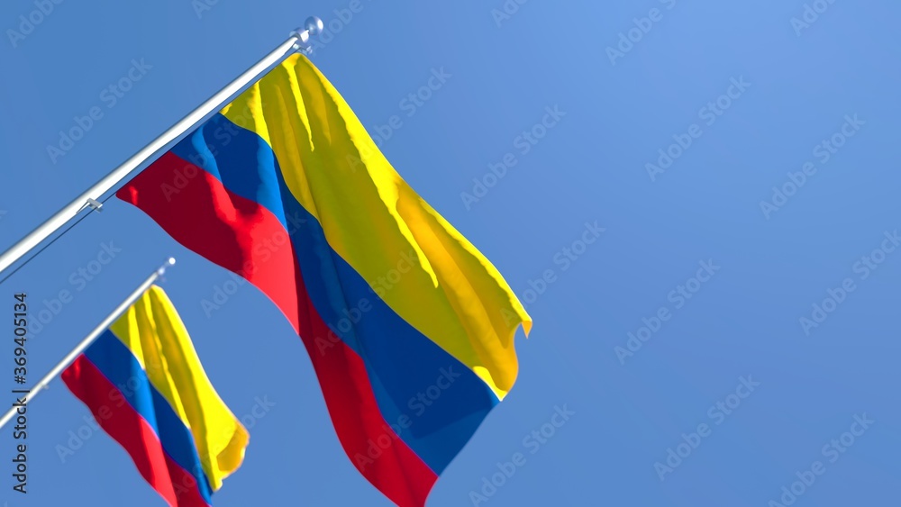 3D rendering of the national flag of Colombia waving in the wind 3D rendering of the national flag of Colombia waving in the wind