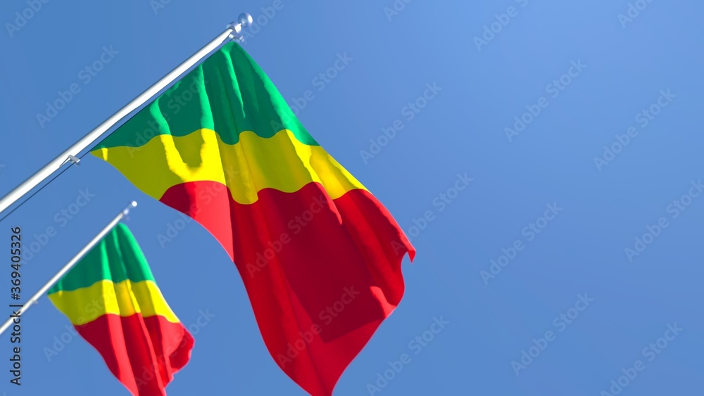 3D rendering of the national flag of Congo waving in the wind 3D rendering of the national flag of Congo waving in the wind