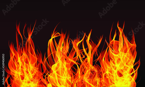burning fire flame on black background