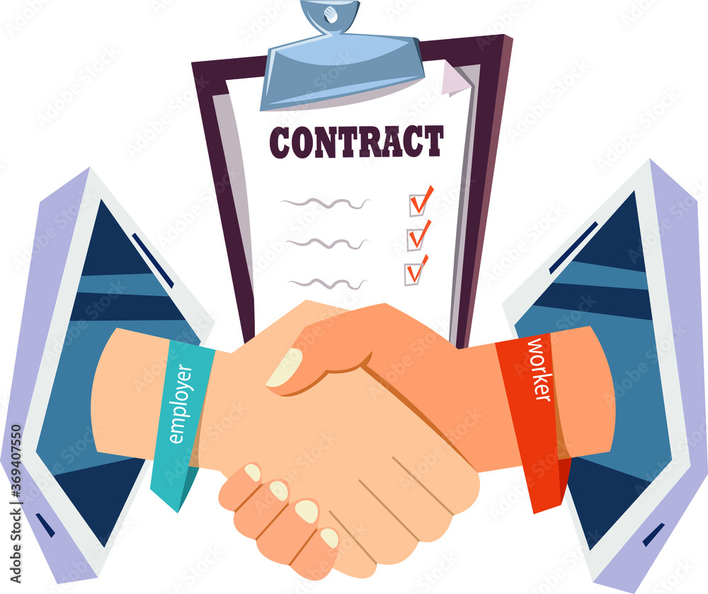 Concept of a contract.Handshake employer and employee. Concept of a contract.Handshake employer and employee.