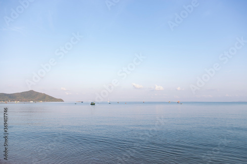 Sea with fishing boats