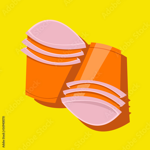 Plastic cups on yellow background. Ecology concept.