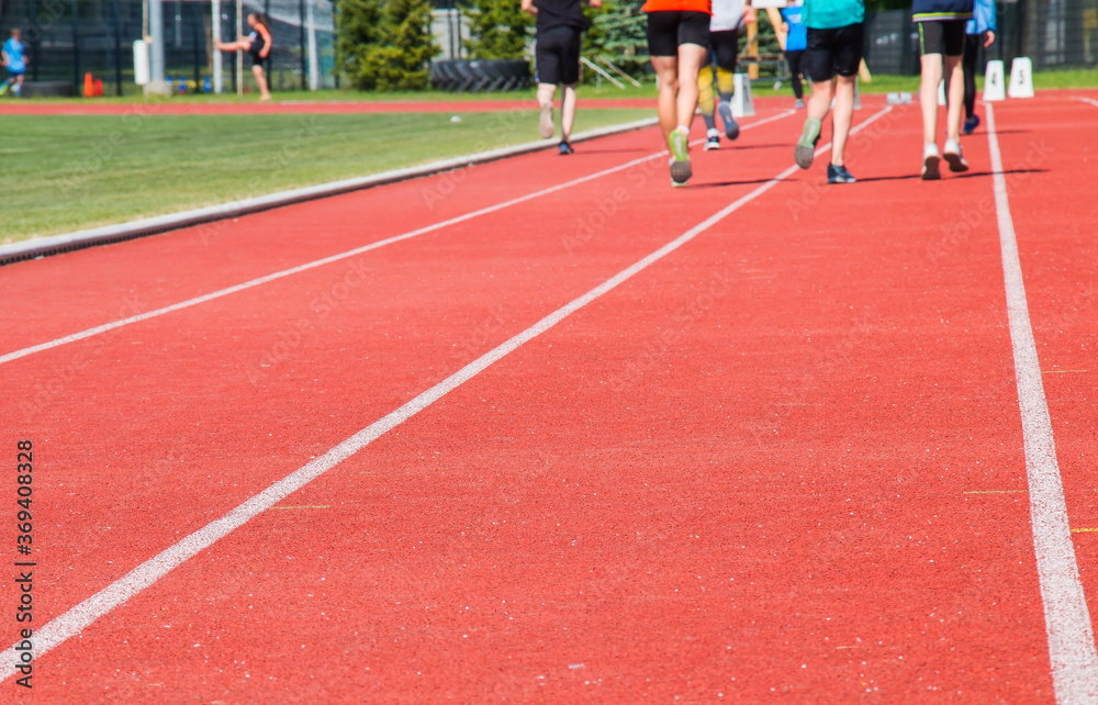 Stadium track, runners training Stadium track, runners training