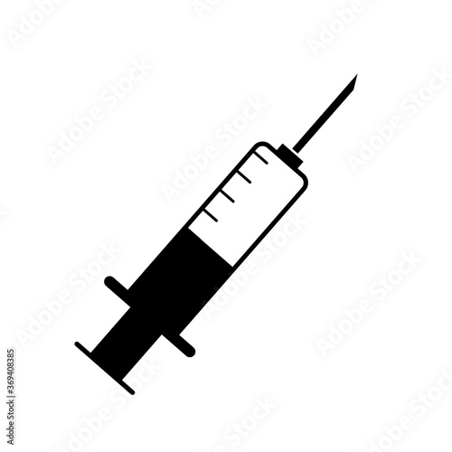 syringe injection icon on white background. flat style. vaccine symbol. plastic medical syringe sign.