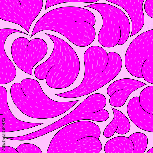 vector abstract background of pink shapes on pink background. seamless pattern. shapes like petals, hearts, drops