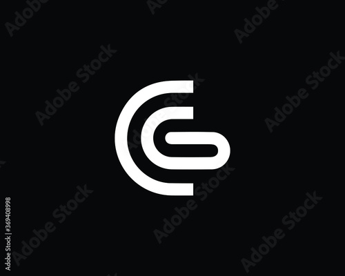 Professional and Minimalist Letter CG GC Logo Design, Editable in Vector Format in Black and White Color 