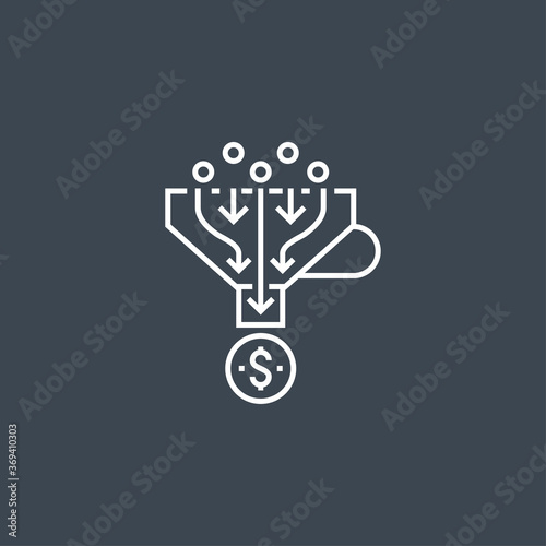Sales Funnel Related Vector Thin Line Icon. Isolated on Black Background. Editable Stroke. Vector Illustration.