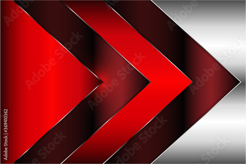 Metallic background.Red and silver with dark space.Arrow shape metal technology concept.