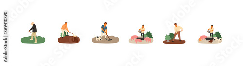 Set of farmers and agricultural workers Flat cartoon vector illustration. - Vector