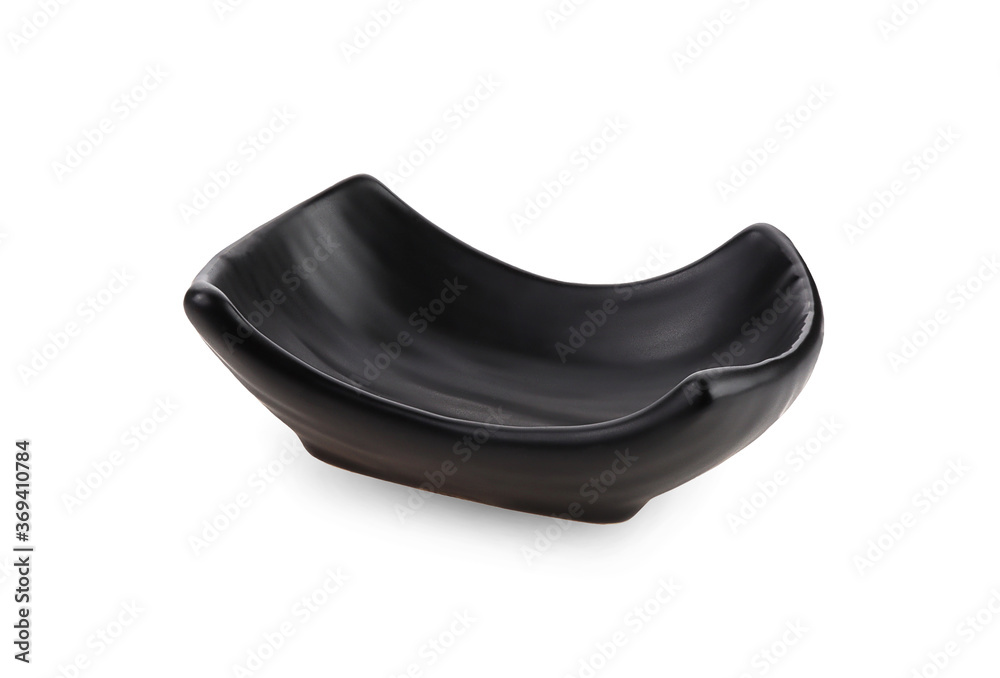 black ceramics tray isolated on white background black ceramics tray isolated on white background