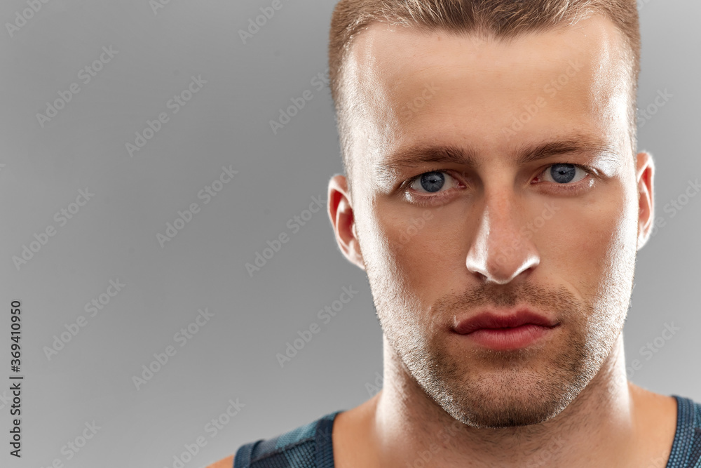 Fototapeta premium sport, fitness and people concept - portrait of young man