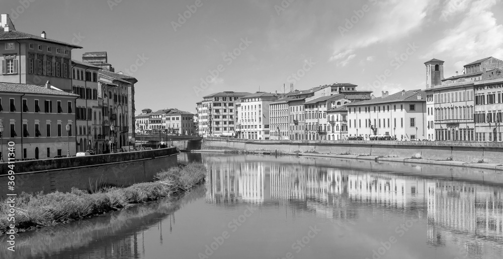 Pisa city downtown skyline cityscape in Italy