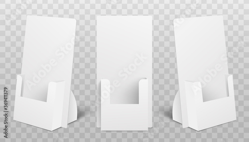 Set of holder boxes for POS POI realistic mockup vector illustration isolated.