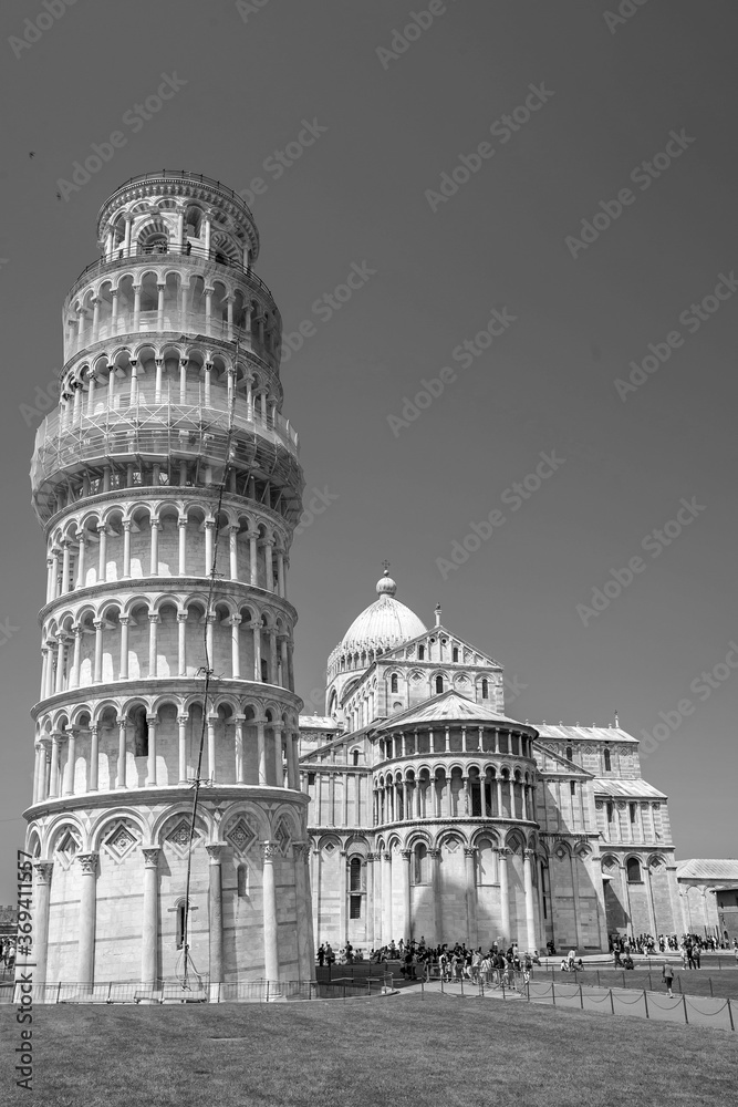 The Leaning Tower, Pisa city downtown skyline cityscape in Italy