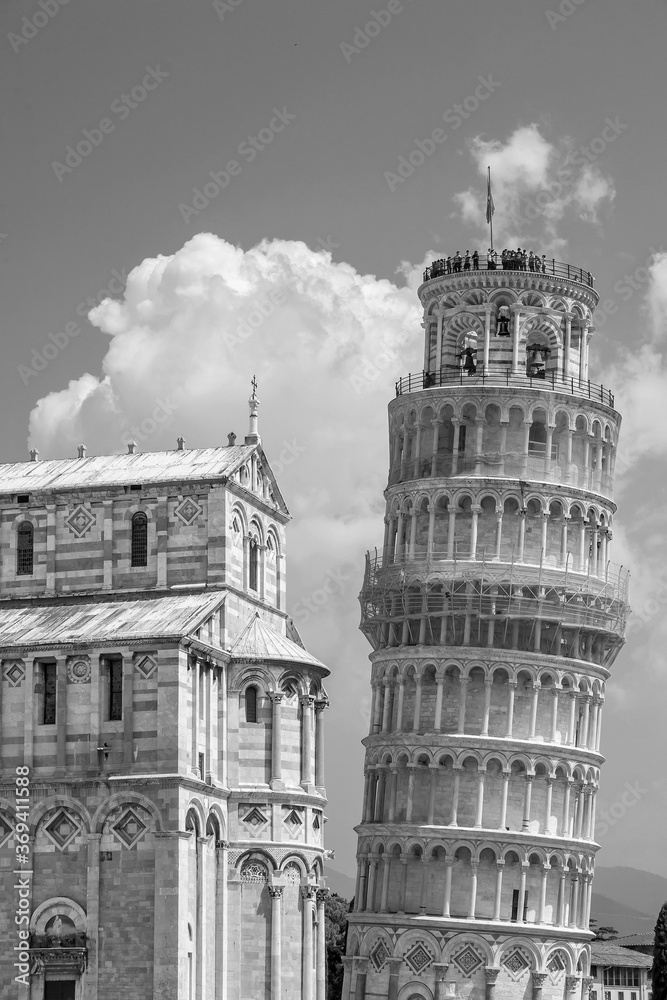The Leaning Tower, Pisa city downtown skyline cityscape in Italy