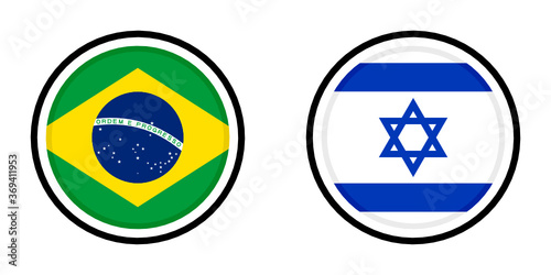 round icon with brazil vs israel flags 